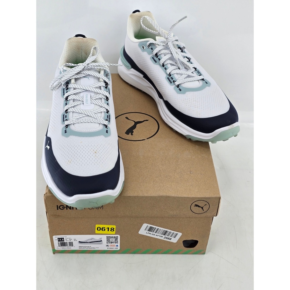 Puma Ignite Elevate X Golf Shoes Mens 11.5 White Navy Mint 310221-05 - Good